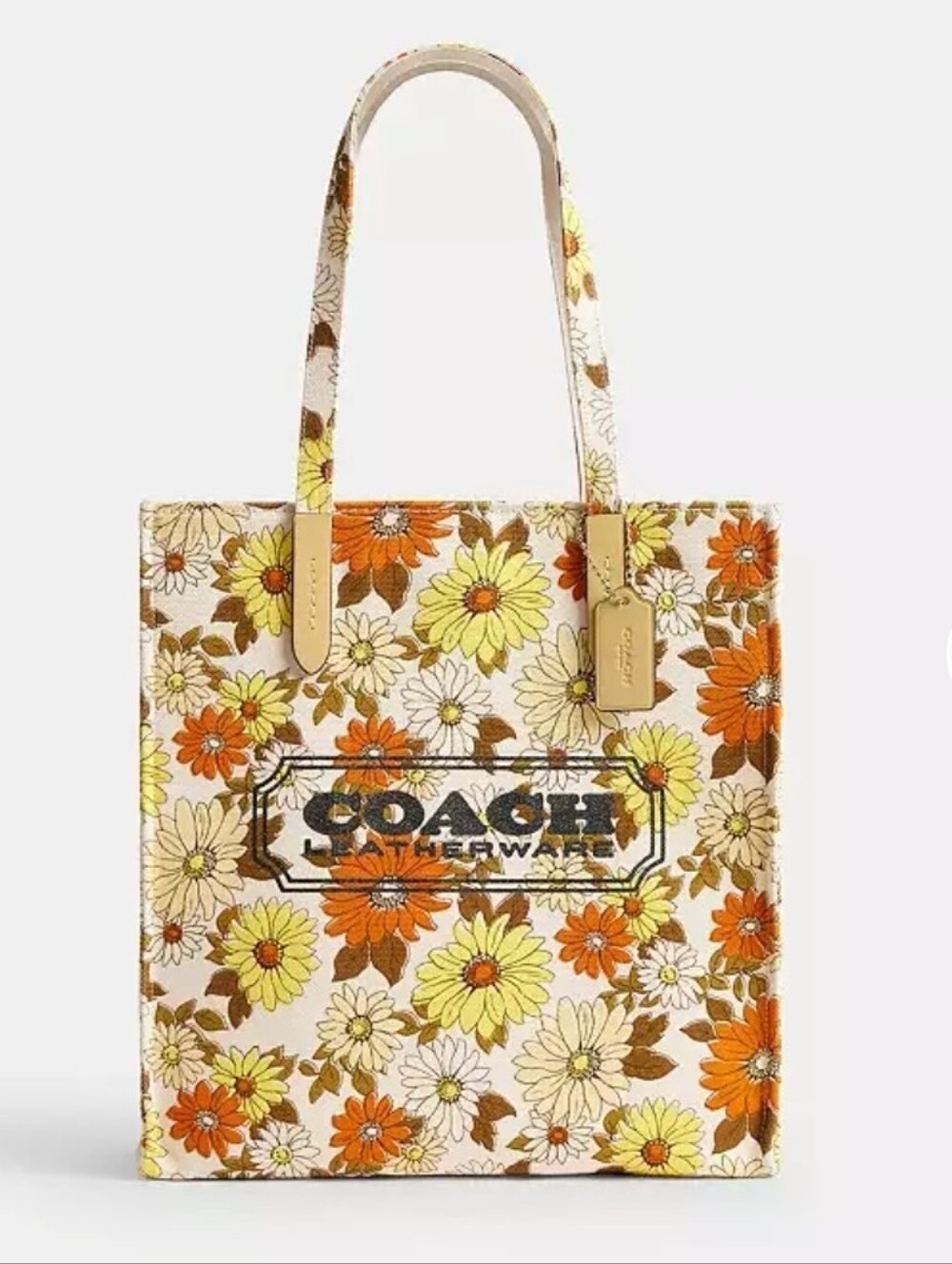 Coach Canvas Tote Bag With Floral Print